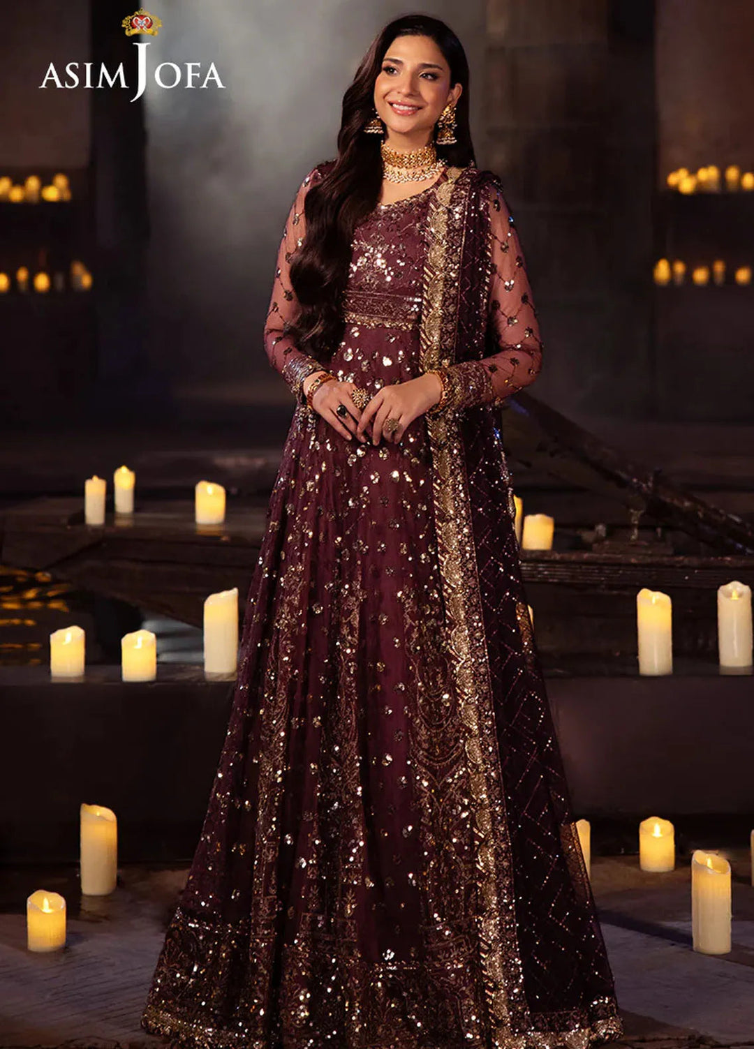 Vasl by Asim Jofa Embroidered Chiffon Suits Unstitched 3 Piece AJ24V AJYV-02 - Luxury Collection