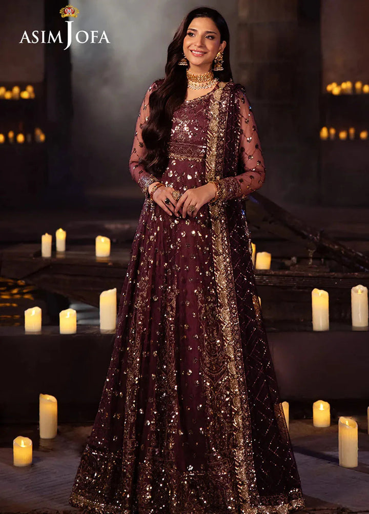 Vasl by Asim Jofa Embroidered Chiffon Suits Unstitched 3 Piece AJ24V AJYV-02 - Luxury Collection