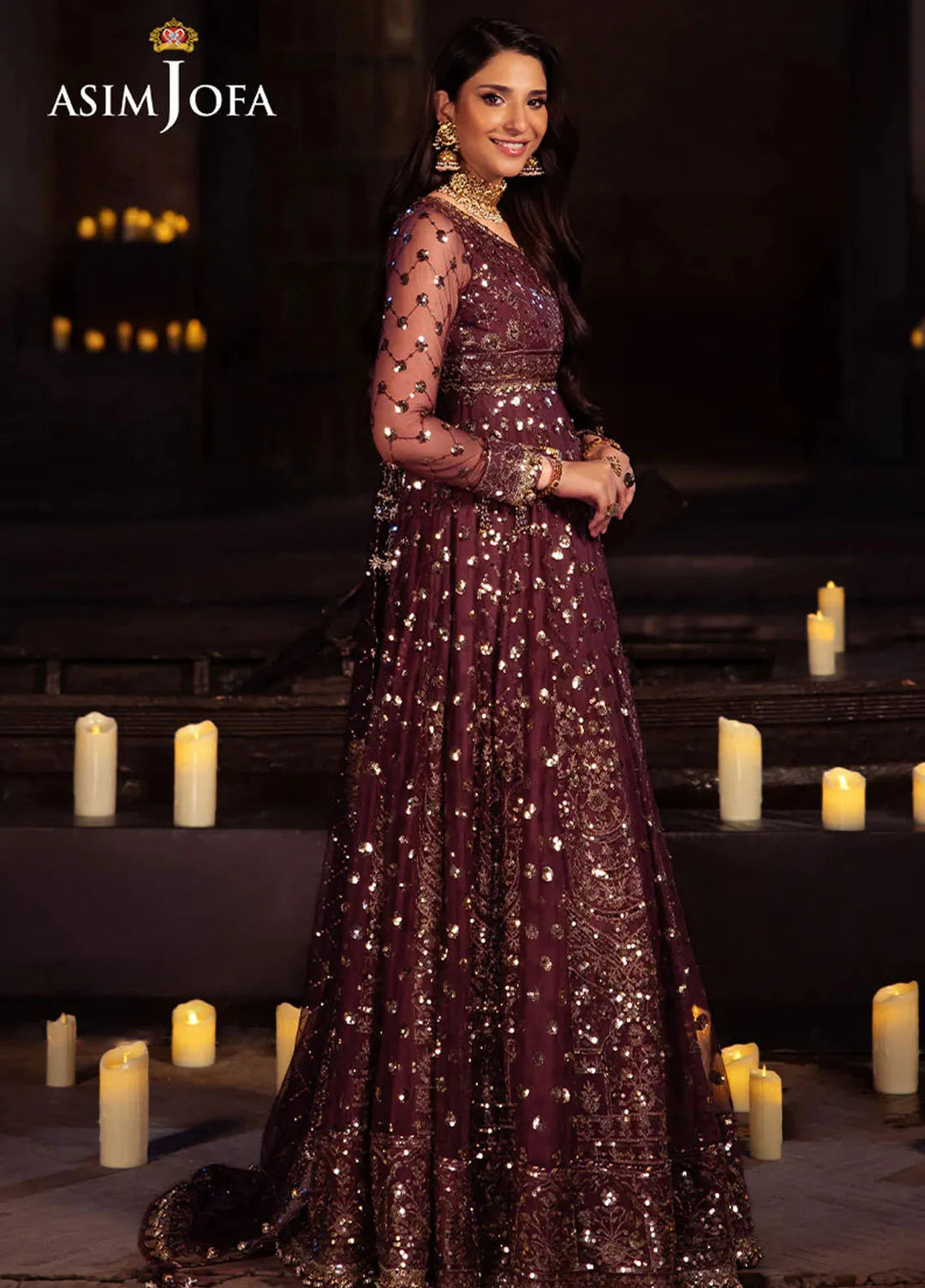 Vasl by Asim Jofa Embroidered Chiffon Suits Unstitched 3 Piece AJ24V AJYV-02 - Luxury Collection
