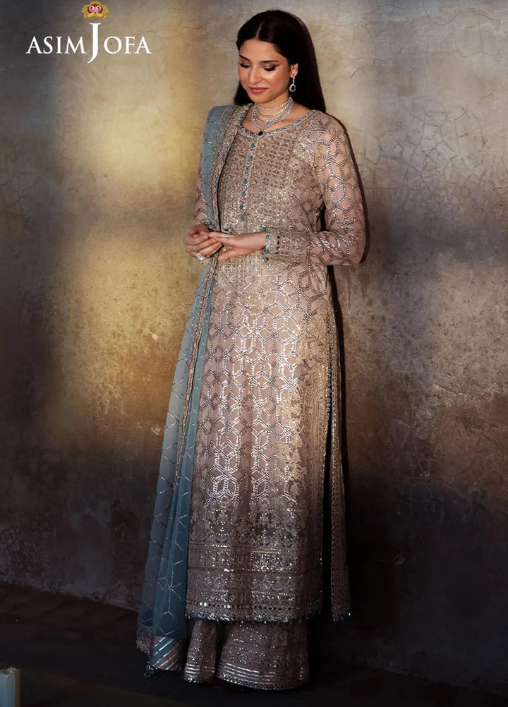 Vasl by Asim Jofa Embroidered Chiffon Suits Unstitched 3 Piece AJ24V AJYV-05 - Luxury Collection