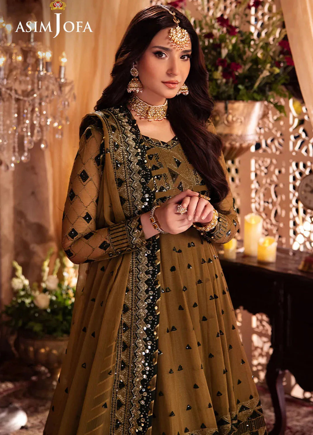 Vasl by Asim Jofa Embroidered Chiffon Suits Unstitched 3 Piece AJ24V AJYV-06 - Luxury Collection