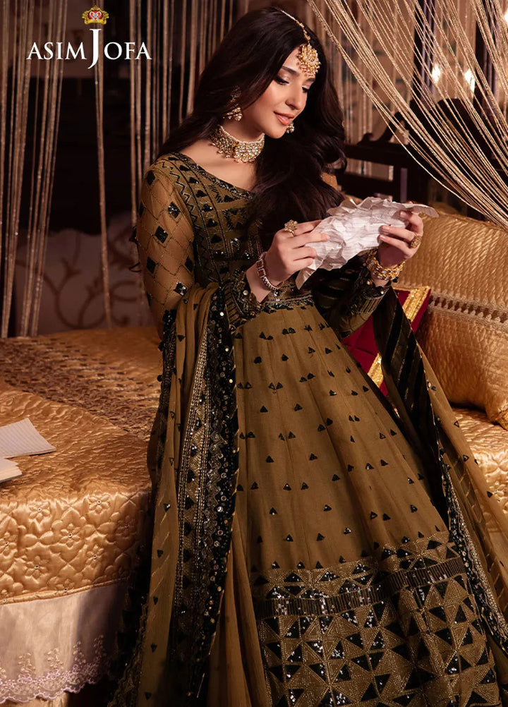 Vasl by Asim Jofa Embroidered Chiffon Suits Unstitched 3 Piece AJ24V AJYV-06 - Luxury Collection