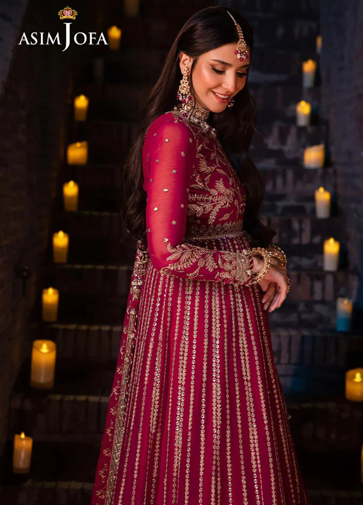 Vasl by Asim Jofa Embroidered Chiffon Suits Unstitched 3 Piece AJ24V AJYV-07 - Luxury Collection