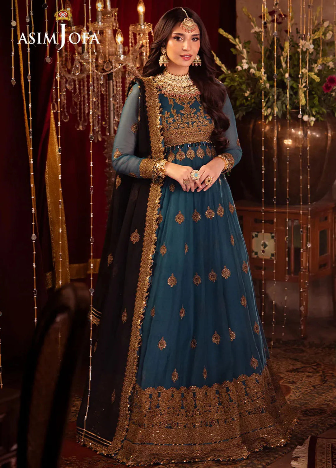Vasl by Asim Jofa Embroidered Chiffon Suits Unstitched 3 Piece AJ24V AJYV-09 - Luxury Collection