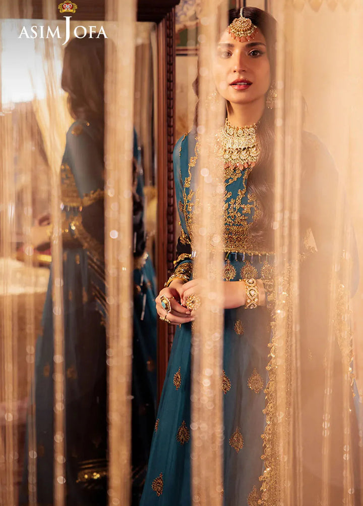 Vasl by Asim Jofa Embroidered Chiffon Suits Unstitched 3 Piece AJ24V AJYV-09 - Luxury Collection