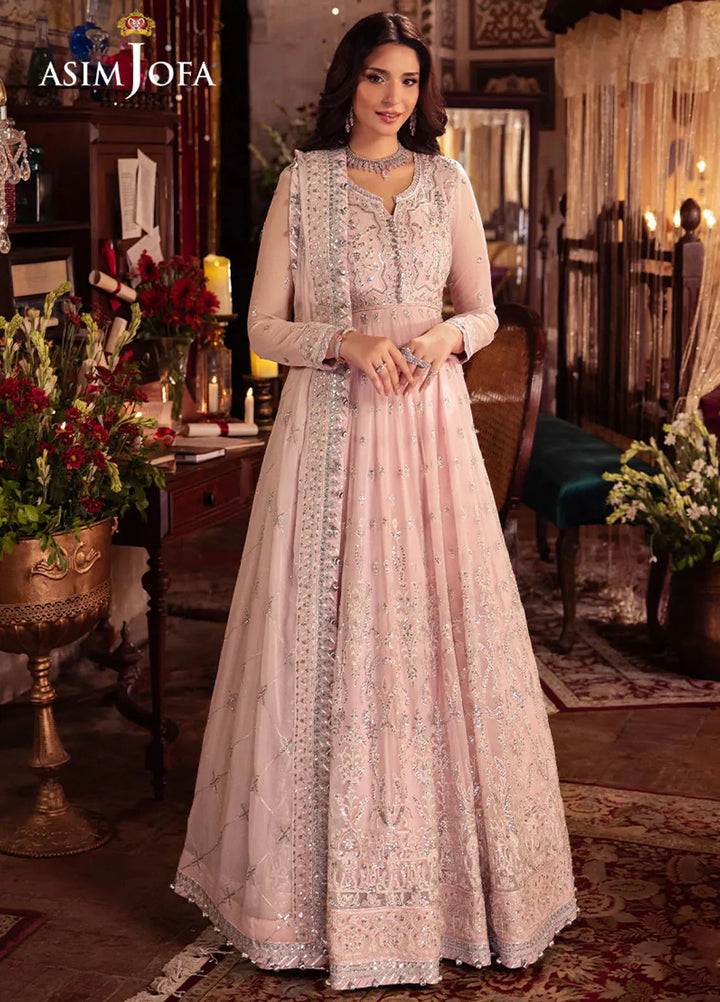 Vasl by Asim Jofa Embroidered Chiffon Suits Unstitched 3 Piece AJ24V AJYV-10 - Luxury Collection