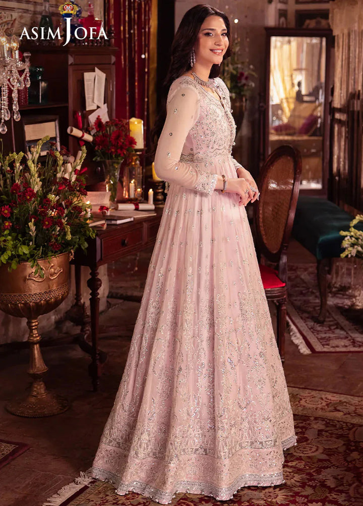 Vasl by Asim Jofa Embroidered Chiffon Suits Unstitched 3 Piece AJ24V AJYV-10 - Luxury Collection