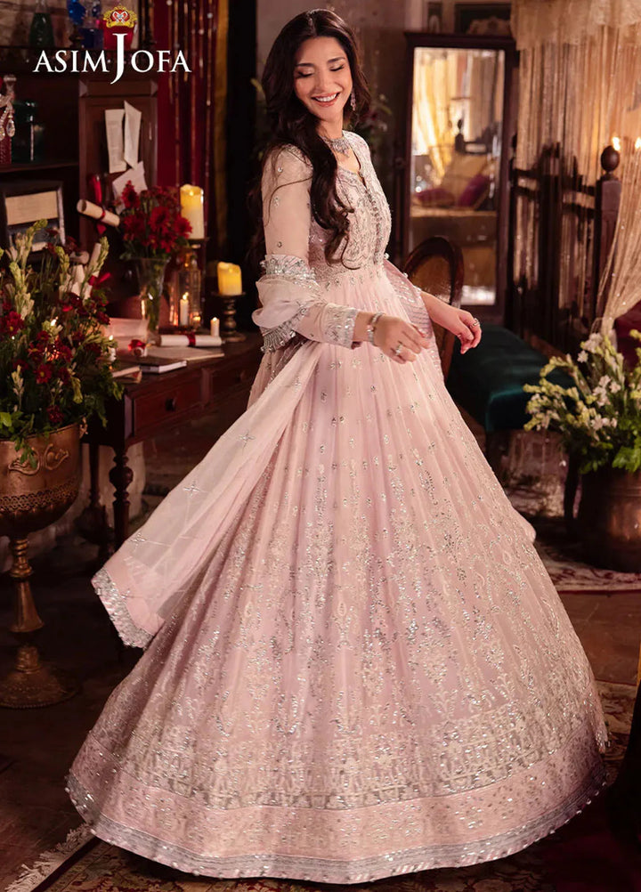 Vasl by Asim Jofa Embroidered Chiffon Suits Unstitched 3 Piece AJ24V AJYV-10 - Luxury Collection