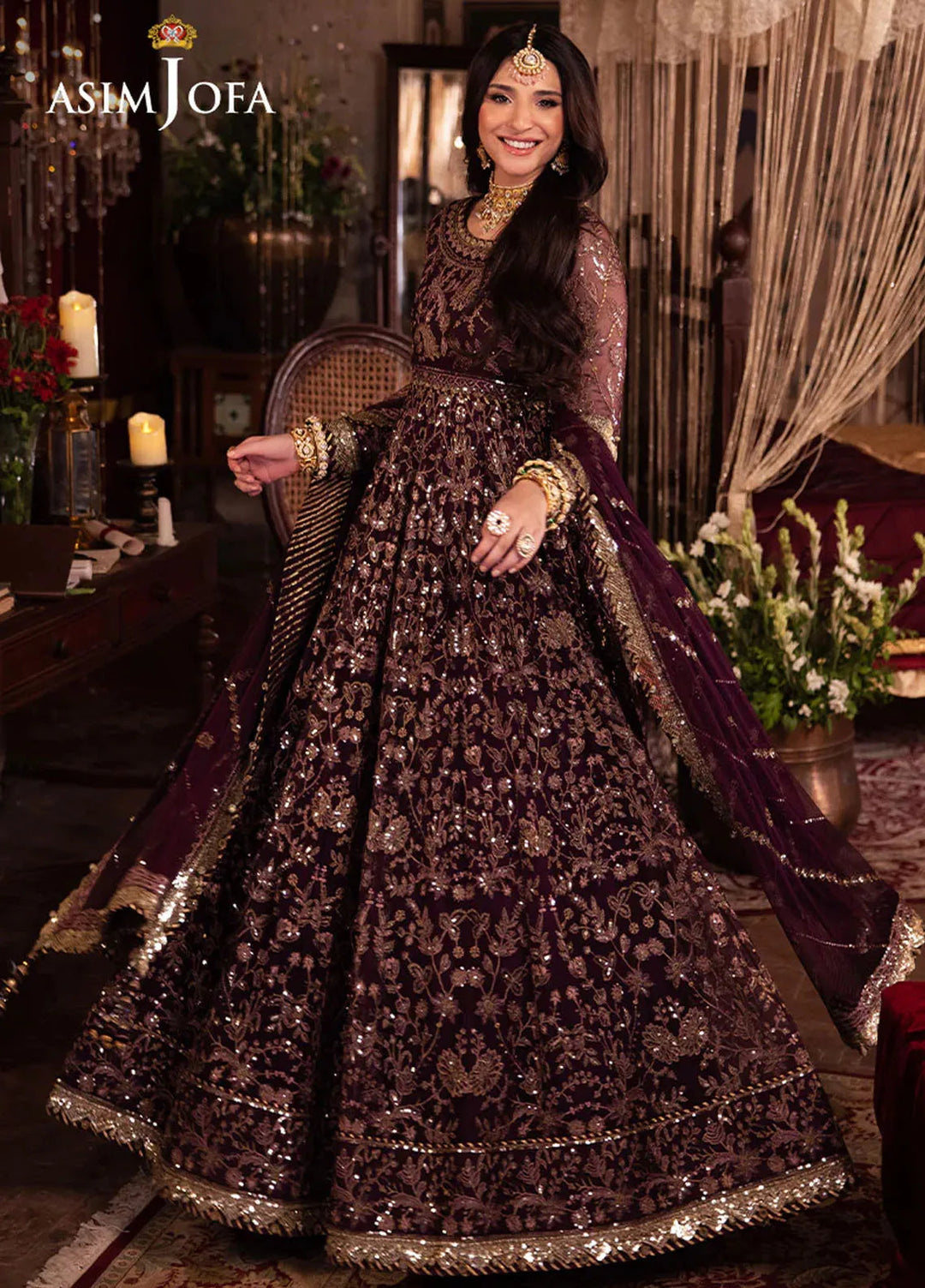 Vasl by Asim Jofa Embroidered Net Suits Unstitched 3 Piece AJ24V AJYV-01 - Luxury Collection