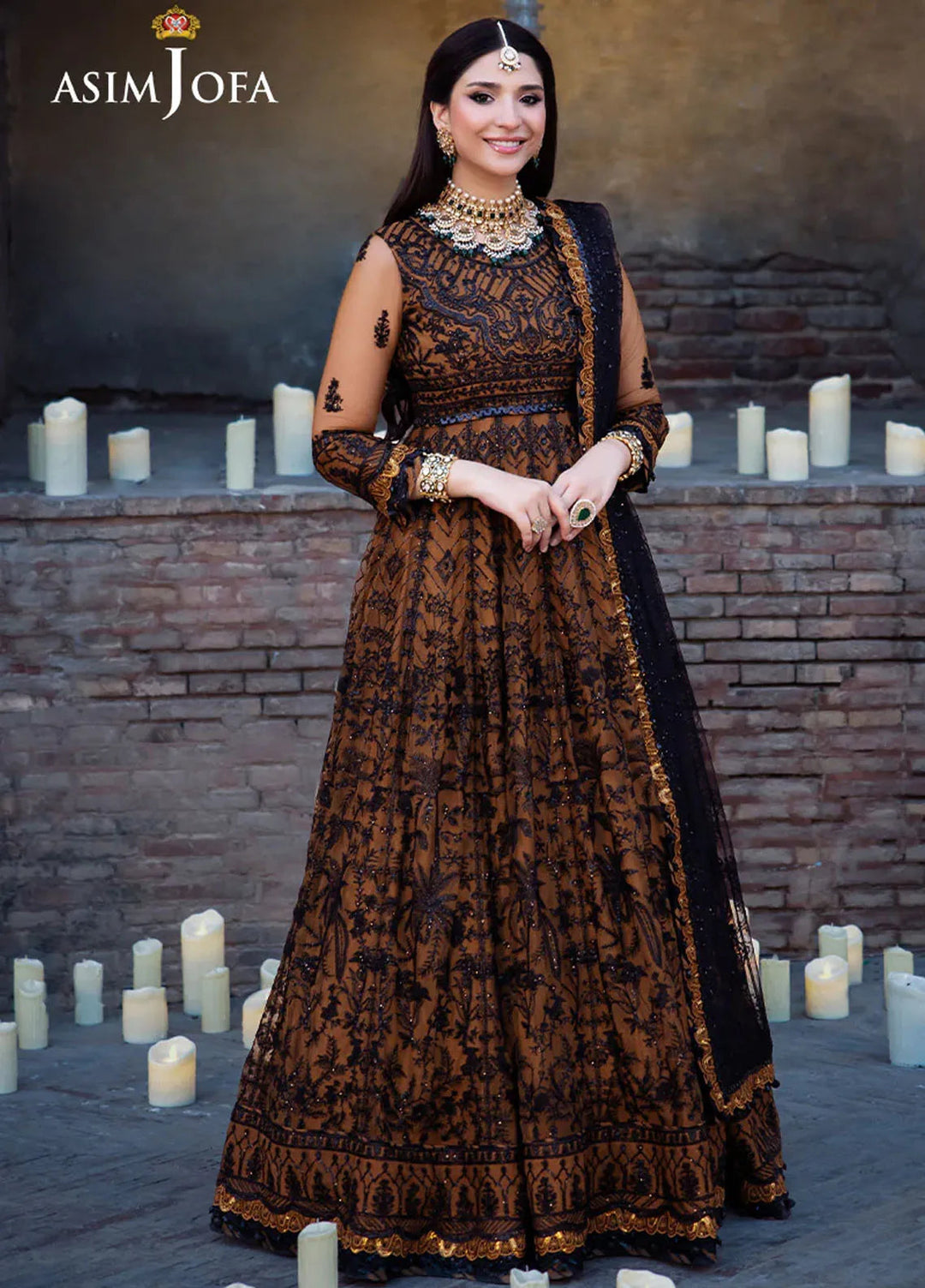 Vasl by Asim Jofa Embroidered Net Suits Unstitched 3 Piece AJ24V AJYV-08 - Luxury Collection