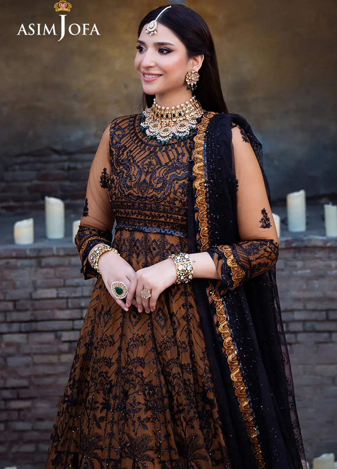 Vasl by Asim Jofa Embroidered Net Suits Unstitched 3 Piece AJ24V AJYV-08 - Luxury Collection