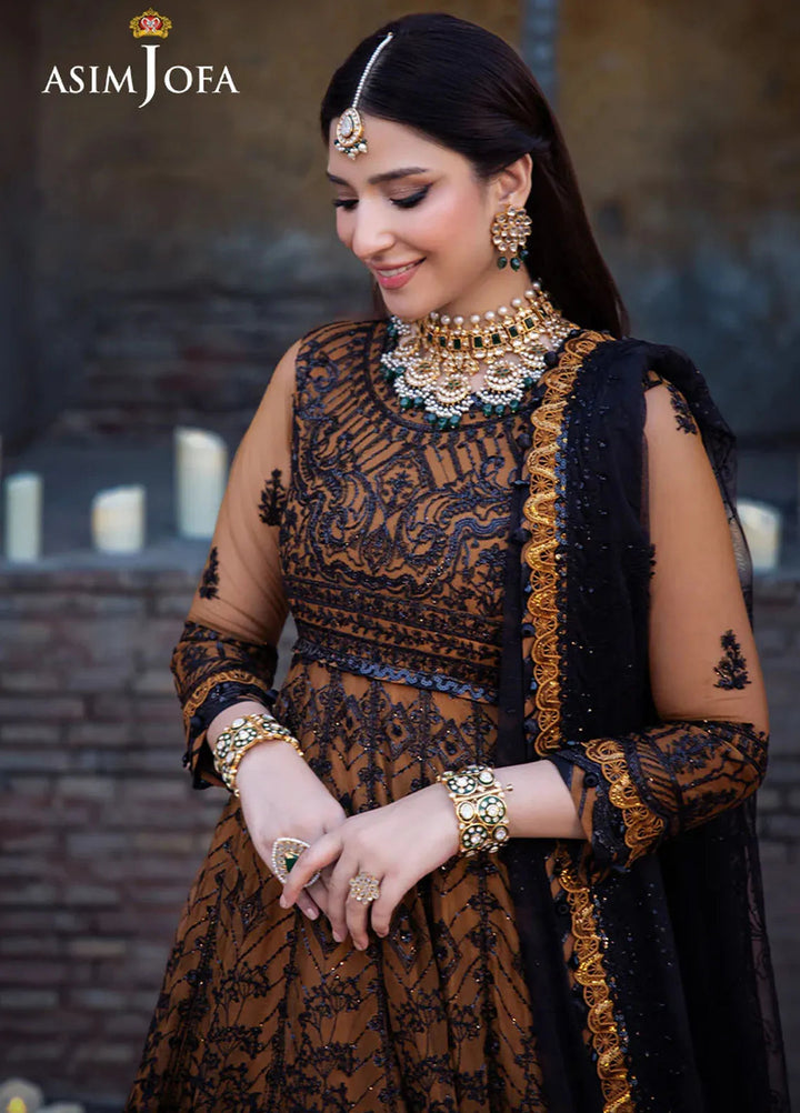 Vasl by Asim Jofa Embroidered Net Suits Unstitched 3 Piece AJ24V AJYV-08 - Luxury Collection