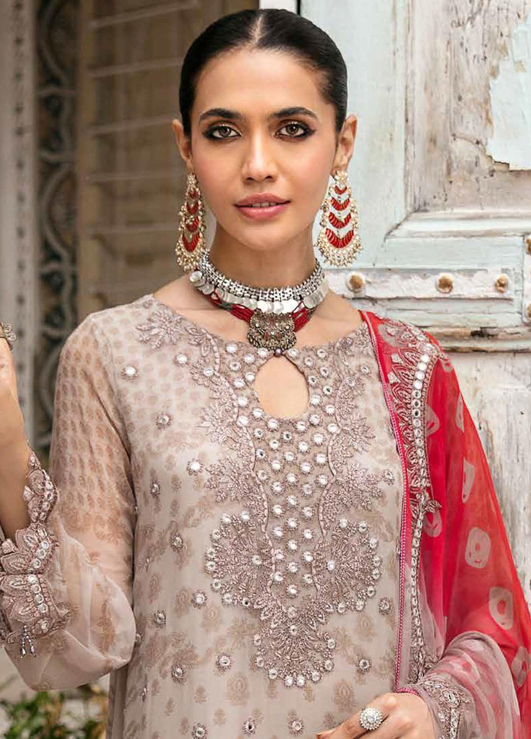 Vasl by Charizma Embroidered Chiffon Suits Unstitched 3 Piece CRZ22V VSL-10 - Luxury Collection