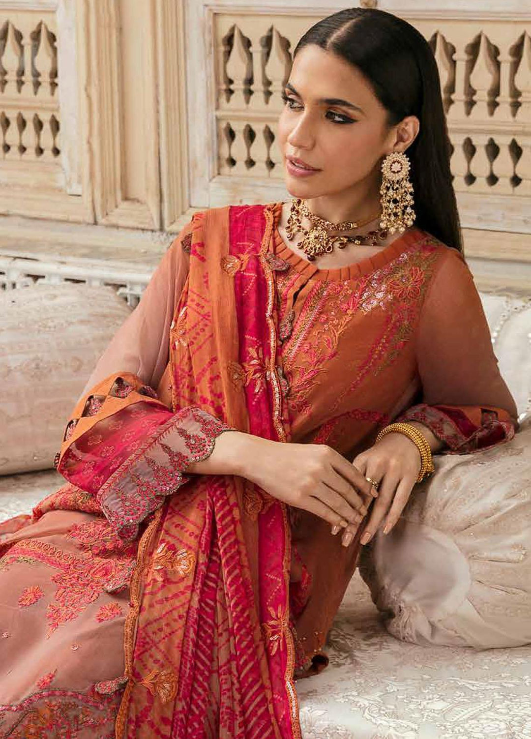 Vasl by Charizma Embroidered Chiffon Suits Unstitched 3 Piece CRZ22V VSL-12 - Luxury Collection