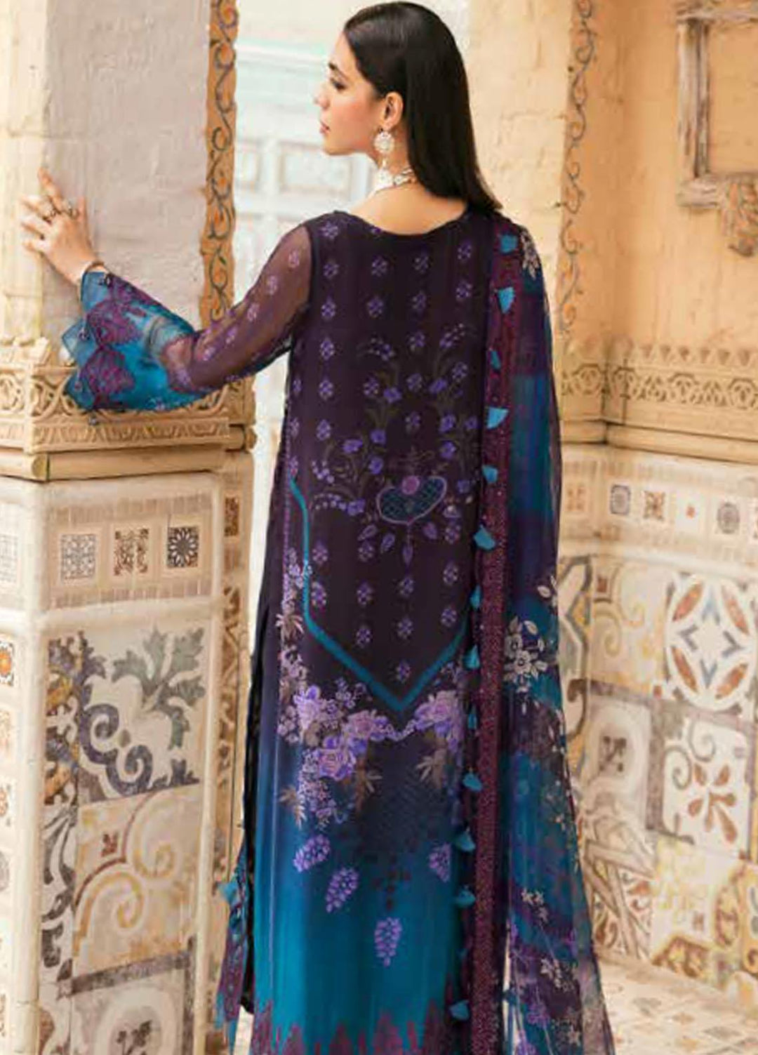 Vasl by Charizma Embroidered Chiffon Suits Unstitched 3 Piece CRZ22V VSL-14 - Luxury Collection