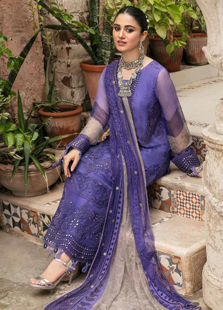 Vasl by Charizma Embroidered Chiffon Suits Unstitched 3 Piece CRZ22V VSL-15 - Luxury Collection