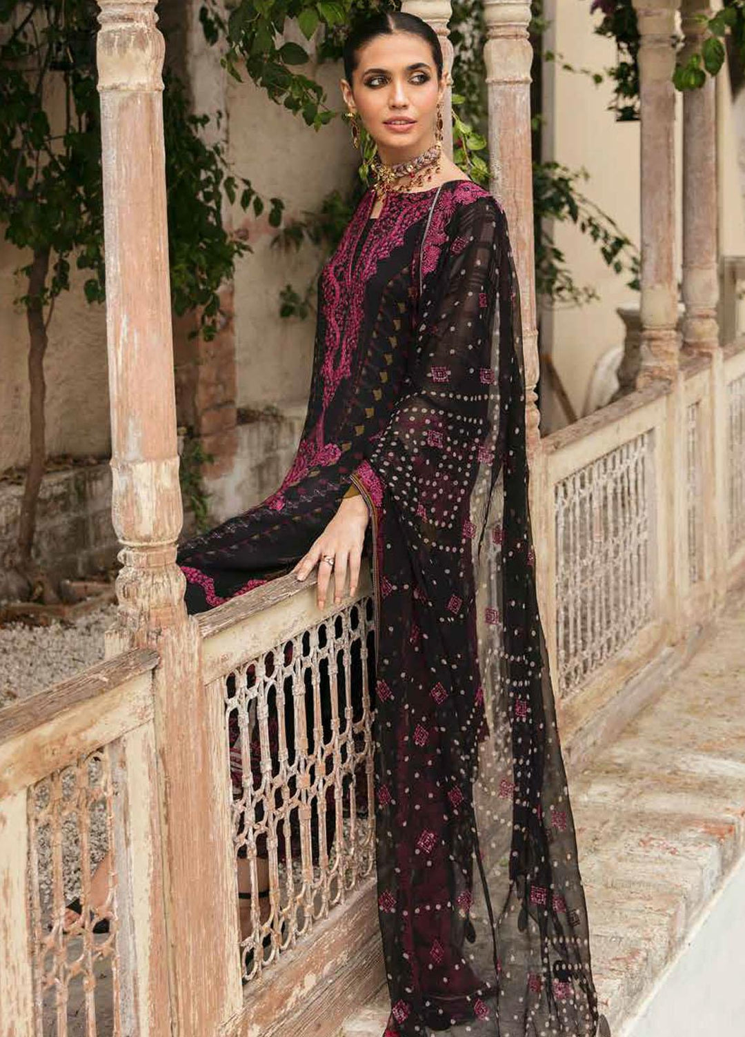 Vasl by Charizma Embroidered Chiffon Suits Unstitched 3 Piece CRZ22V VSL-16 - Luxury Collection