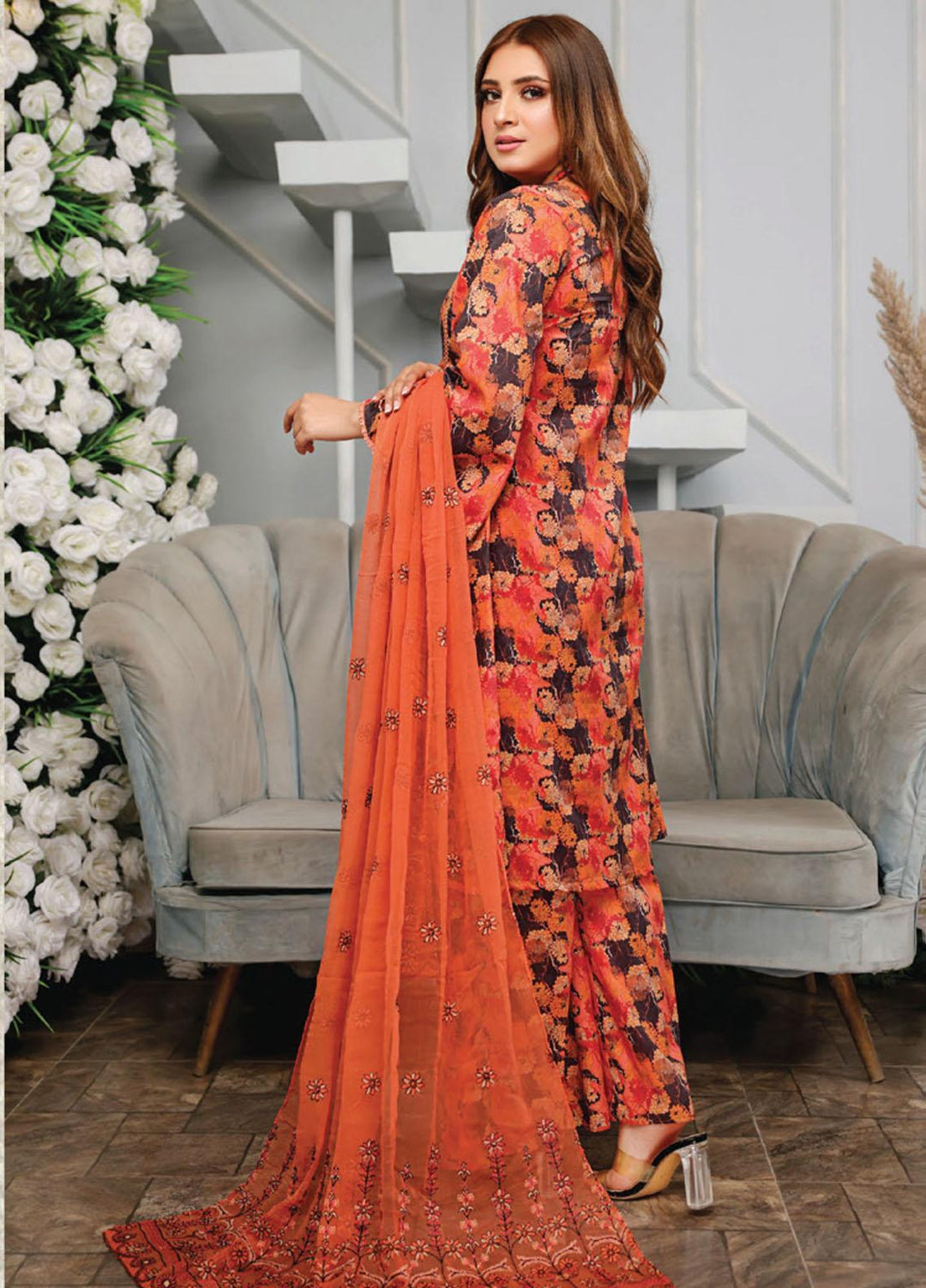 Vasl by Humdum Embroidered Lawn Suits Unstitched 3 Piece HD23VSL D-03 - Summer Collection