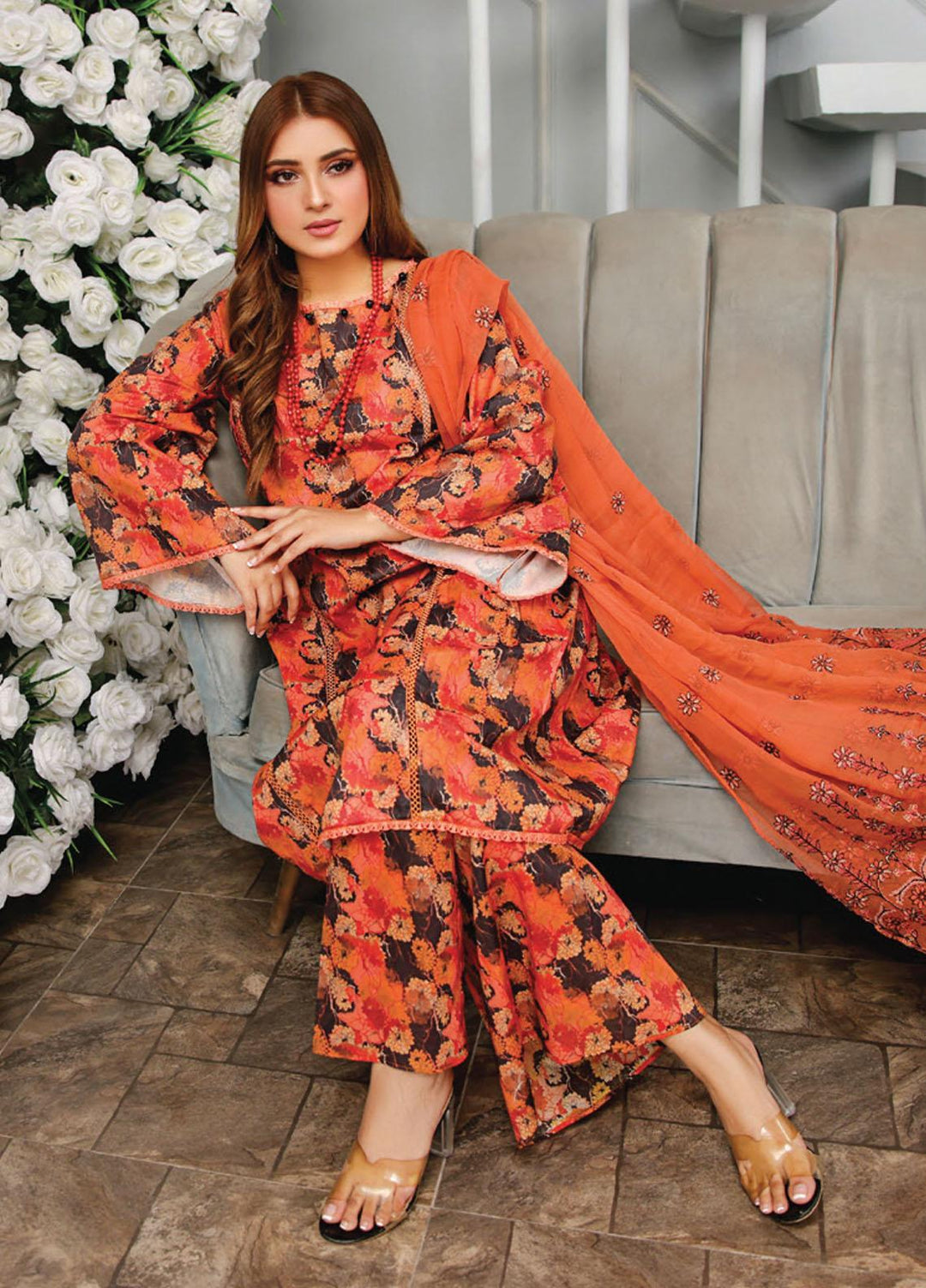 Vasl by Humdum Embroidered Lawn Suits Unstitched 3 Piece HD23VSL D-03 - Summer Collection