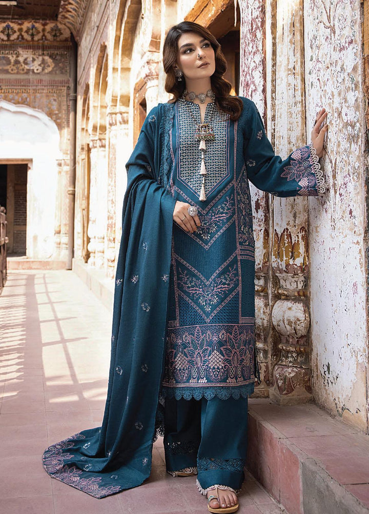 Vasl By Humdum Embroidered Leather Peach Suits Unstitched 3 Piece HD23V 03 - Winter Collection