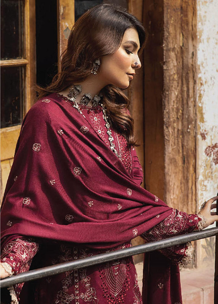 Vasl By Humdum Embroidered Leather Peach Suits Unstitched 3 Piece HD23V 04 - Winter Collection