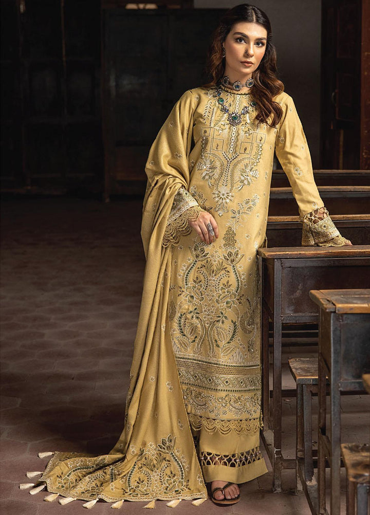 Vasl By Humdum Embroidered Leather Peach Suits Unstitched 3 Piece HD23V 05 - Winter Collection