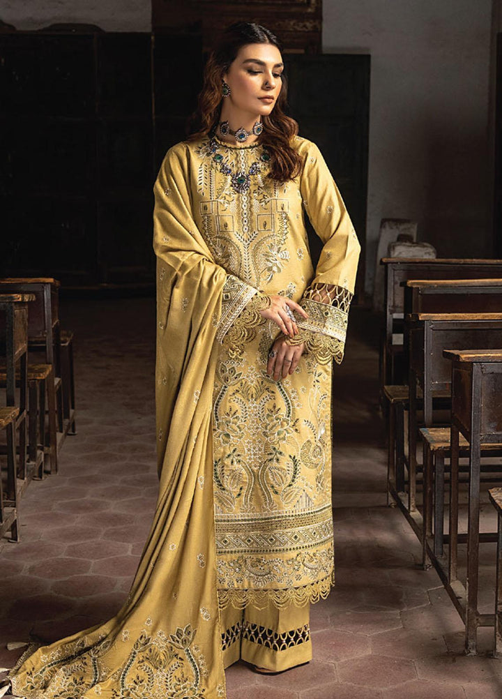 Vasl By Humdum Embroidered Leather Peach Suits Unstitched 3 Piece HD23V 05 - Winter Collection