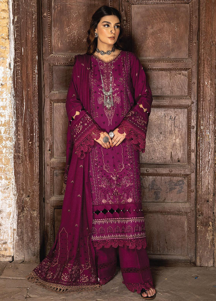 Vasl By Humdum Embroidered Leather Peach Suits Unstitched 3 Piece HD23V 07 - Winter Collection