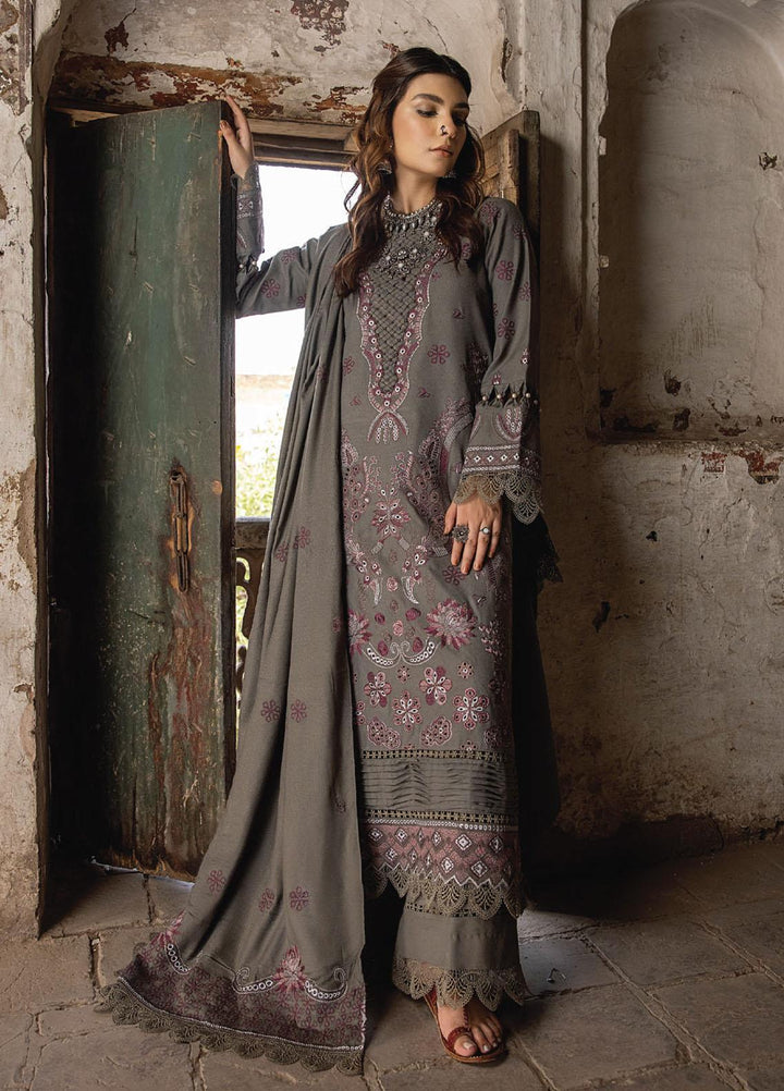 Vasl By Humdum Embroidered Leather Peach Suits Unstitched 3 Piece HD23V 08 - Winter Collection