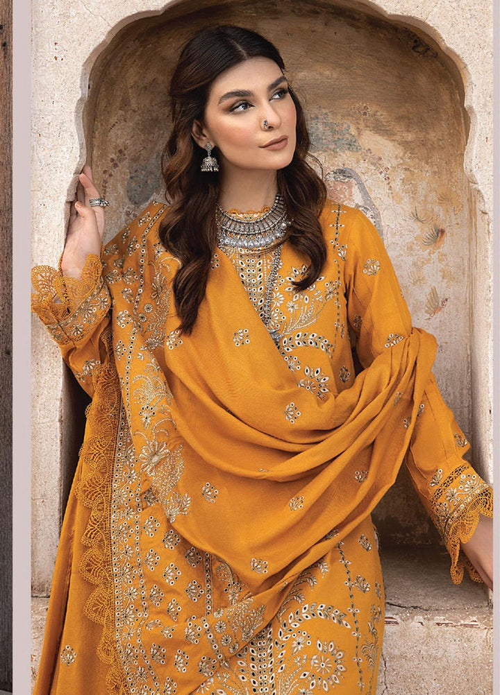 Vasl By Humdum Embroidered Leather Peach Suits Unstitched 3 Piece HD23V 09 - Winter Collection