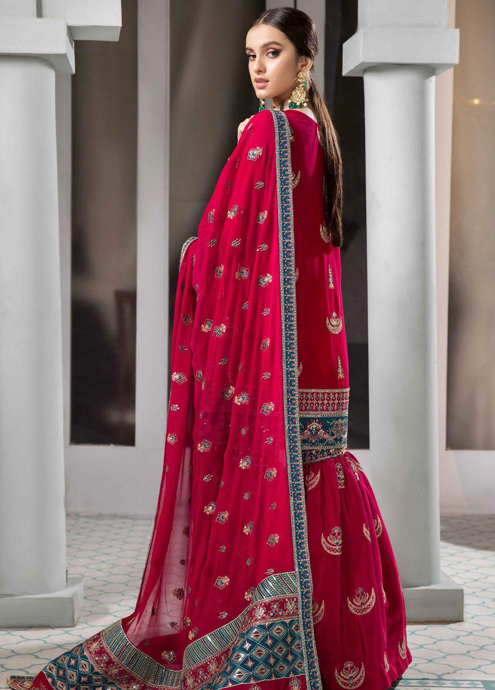 Vasl-e-Meeras By Alizeh Fashion Embroidered Chiffon Suits Unstitched 3 Piece AFB22VM 05 Darkash - Festive Collection