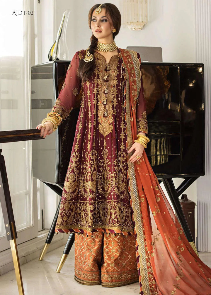 Vasl-e-Yaar By Asim Jofa Embroidered Chiffon Unstitched Suit 3 Piece AJ23VY AJVY-02 - Luxury Festive Collection