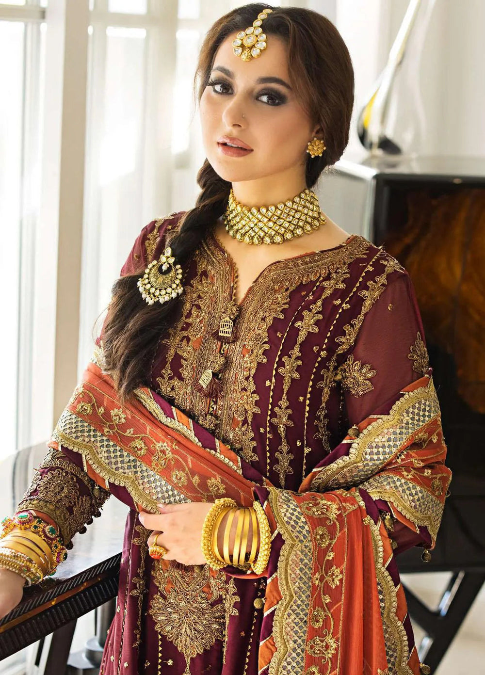 Vasl-e-Yaar By Asim Jofa Embroidered Chiffon Unstitched Suit 3 Piece AJ23VY AJVY-02 - Luxury Festive Collection