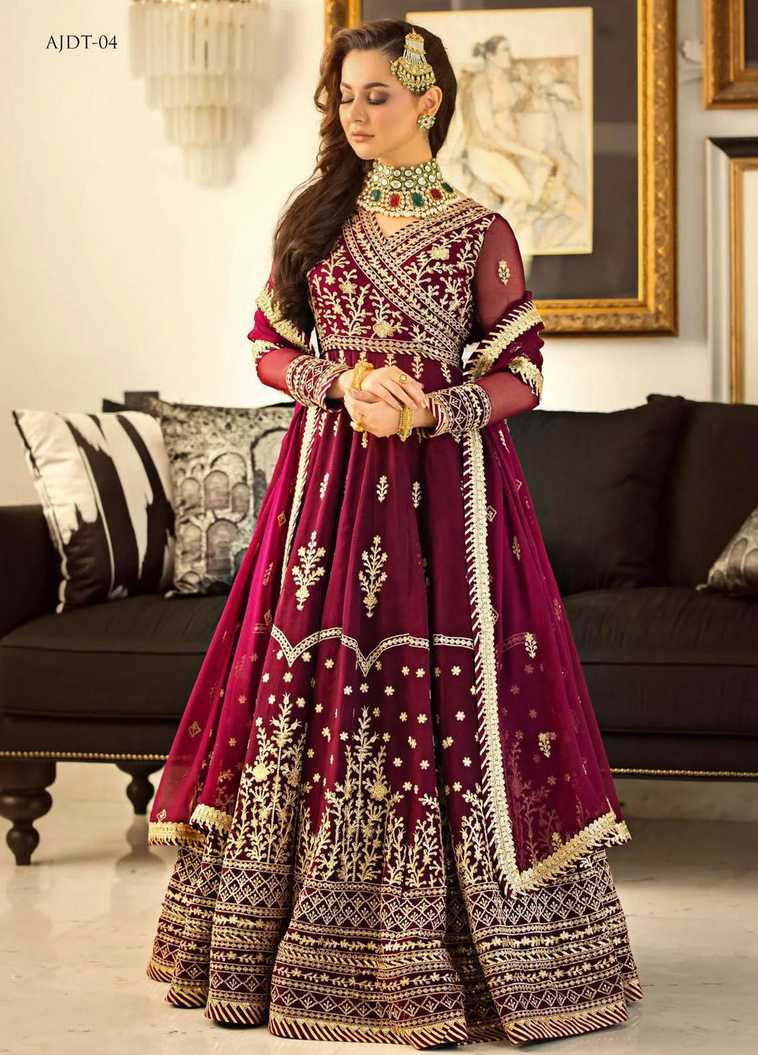 Vasl-e-Yaar By Asim Jofa Embroidered Chiffon Unstitched Suit 3 Piece AJ23VY AJVY-04 - Luxury Festive Collection