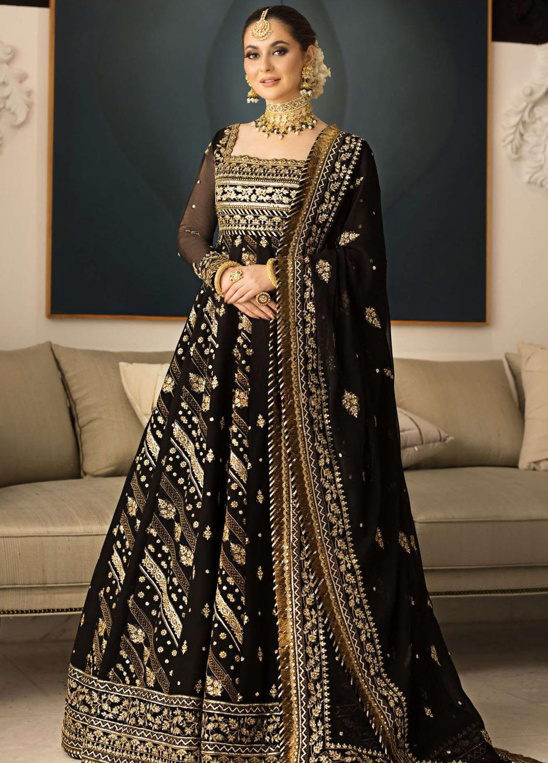 Vasl-e-Yaar By Asim Jofa Embroidered Chiffon Suits Unstitched 3 Piece AJ23VY AJVY-01 - Luxury Festive Collection