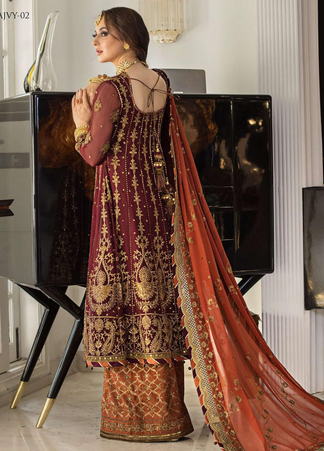 Vasl-e-Yaar By Asim Jofa Embroidered Chiffon Suits Unstitched 3 Piece AJ23VY AJVY-02 - Luxury Festive Collection