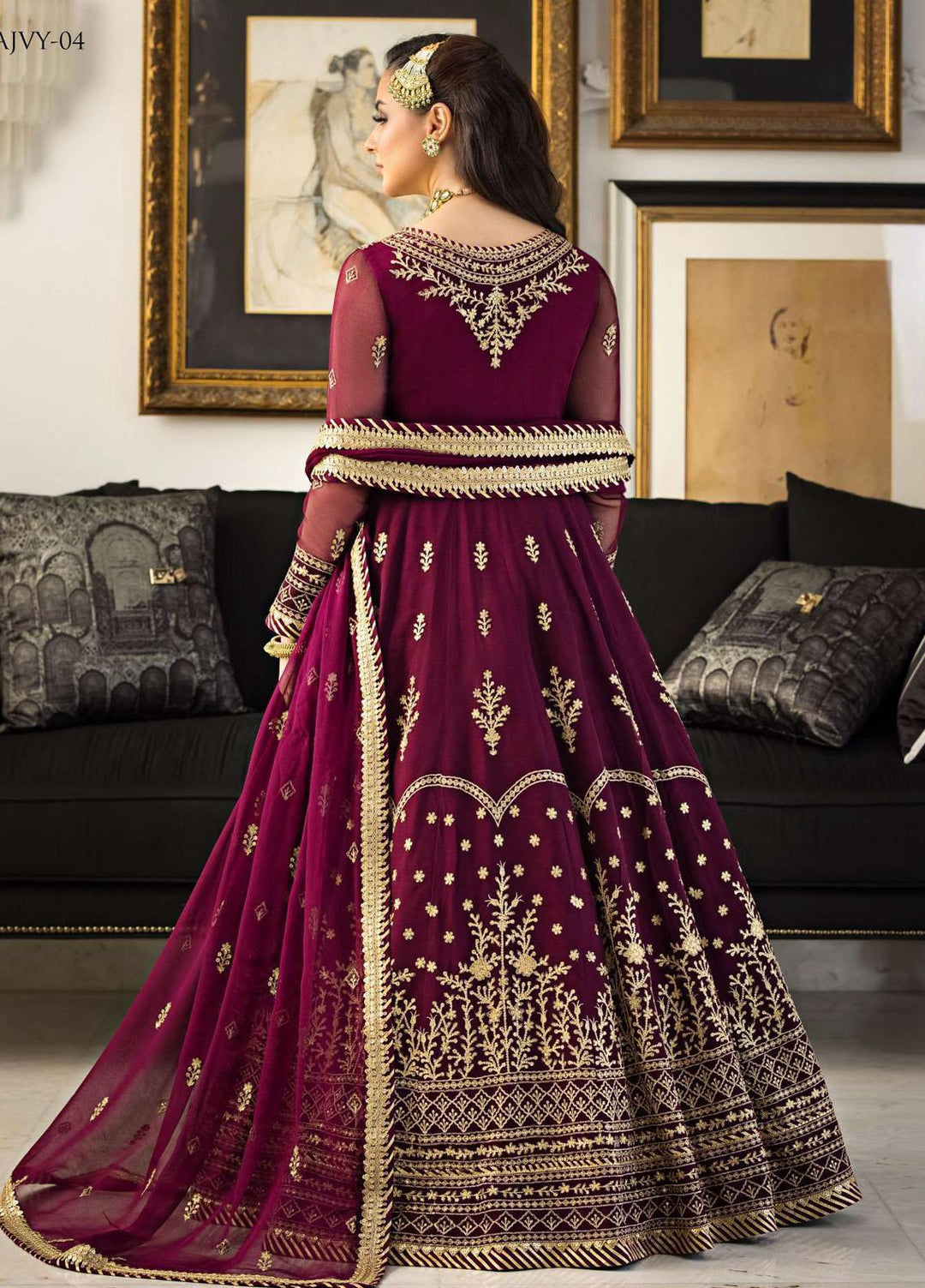 Vasl-e-Yaar By Asim Jofa Embroidered Chiffon Suits Unstitched 3 Piece AJ23VY AJVY-04 - Luxury Festive Collection