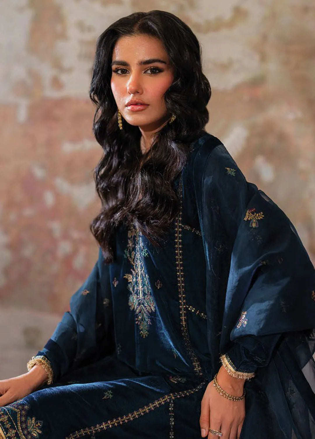Velmor by Seran Embroidered Velvet Suit Unstitched 3 Piece SRN24VF Ayden - Formal Collection