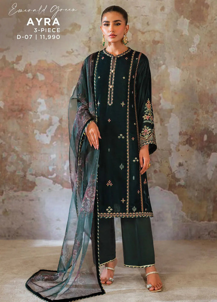 Velmor by Seran Embroidered Velvet Suit Unstitched 3 Piece SRN24VF Ayra - Formal Collection