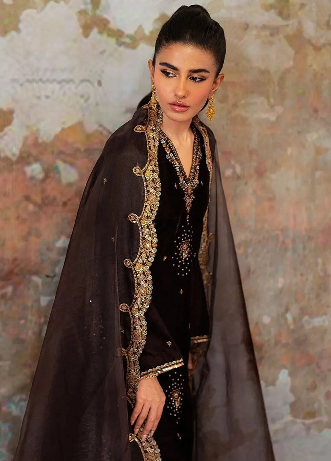 Velmor by Seran Embroidered Velvet Suit Unstitched 3 Piece SRN24VF Emera - Formal Collection