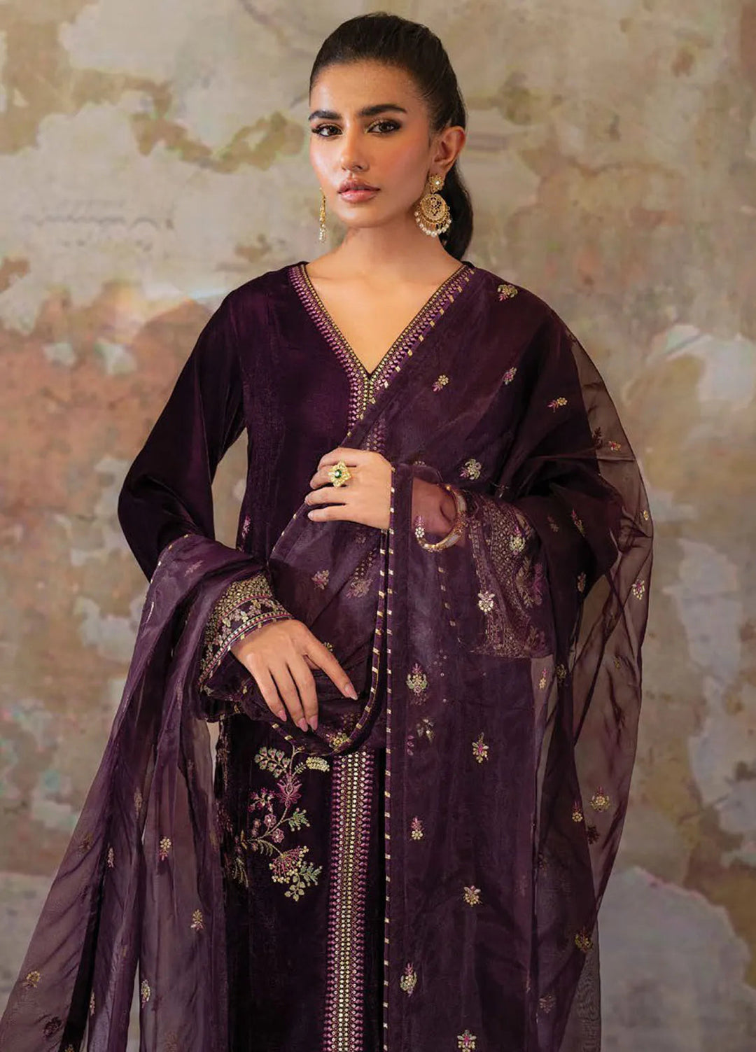 Velmor by Seran Embroidered Velvet Suit Unstitched 3 Piece SRN24VF Florid - Formal Collection