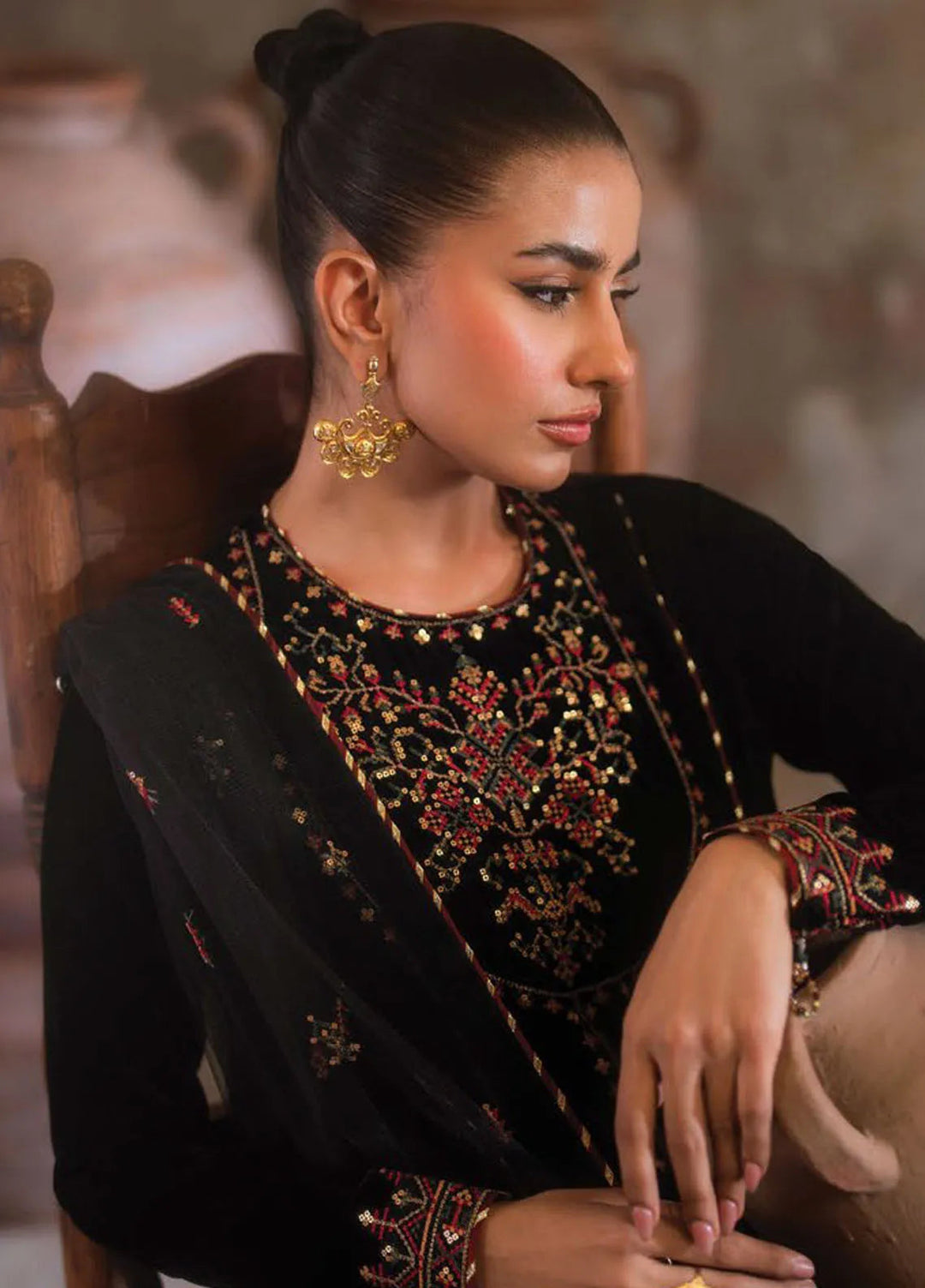 Velmor by Seran Embroidered Velvet Suit Unstitched 3 Piece SRN24VF Perin - Formal Collection