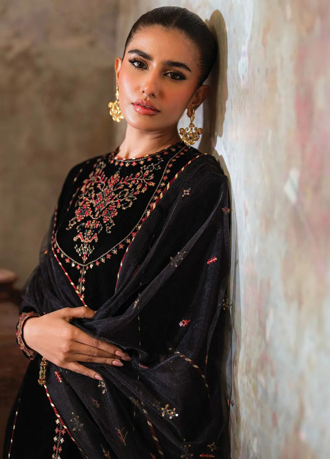 Velmor by Seran Embroidered Velvet Suit Unstitched 3 Piece SRN24VF Perin - Formal Collection