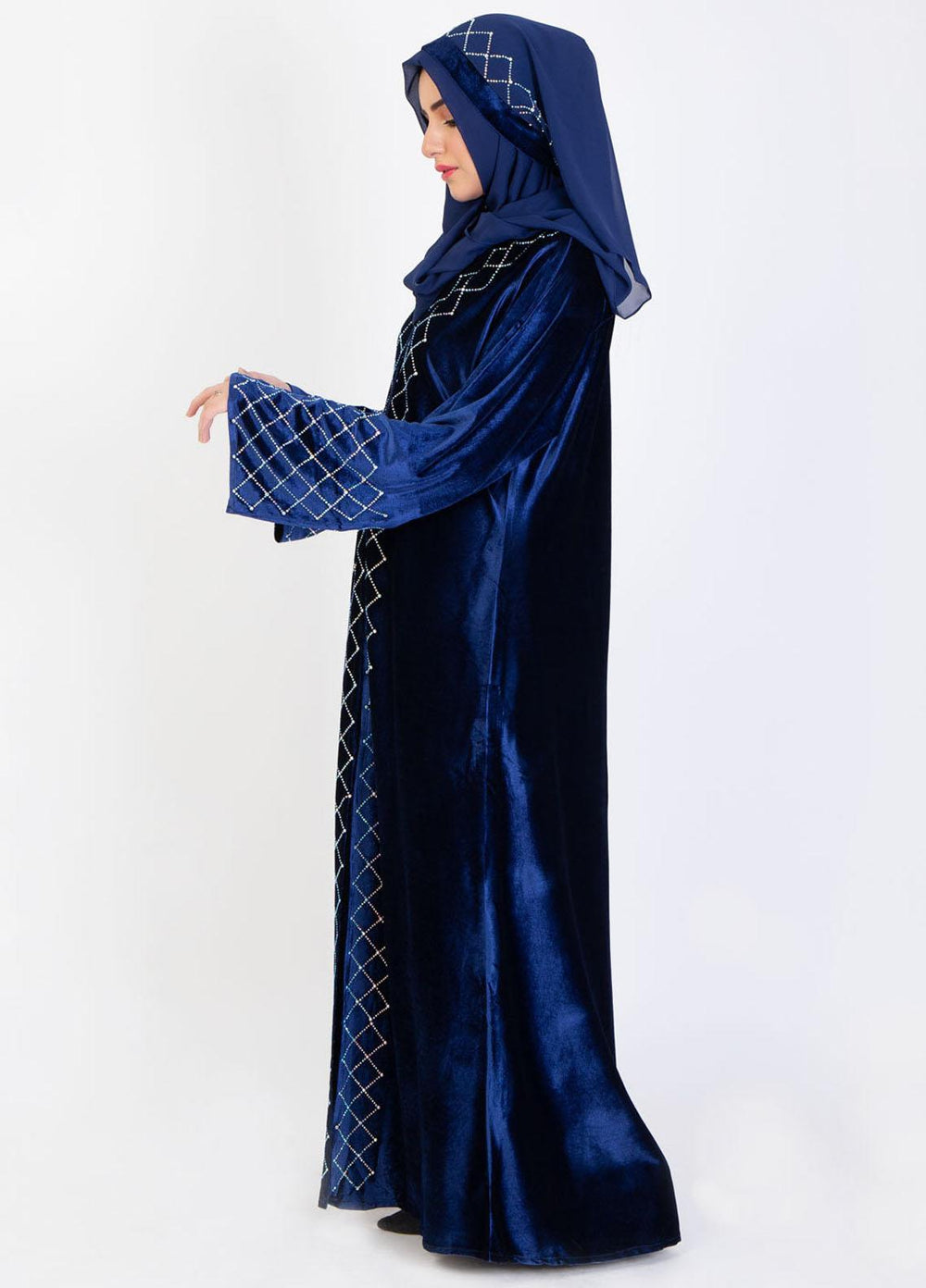 Abaya pk Casual Velvet Stitched Abaya ABA22VL SAPPHIRE VELVET