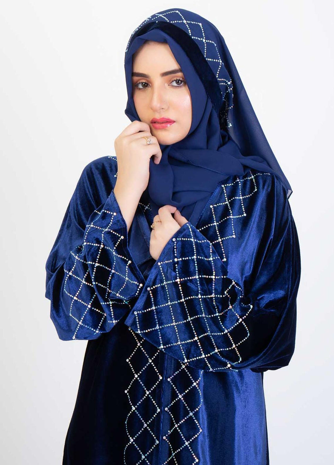 Abaya pk Casual Velvet Stitched Abaya ABA22VL SAPPHIRE VELVET