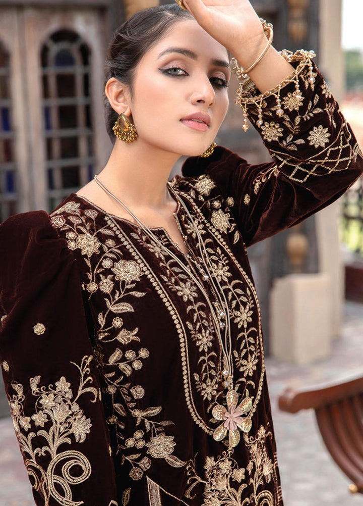 Velveto by Al Zohaib Embroidered Velvet  Unstitched Shirt AZ21V-2 D-03 - Winter Collection