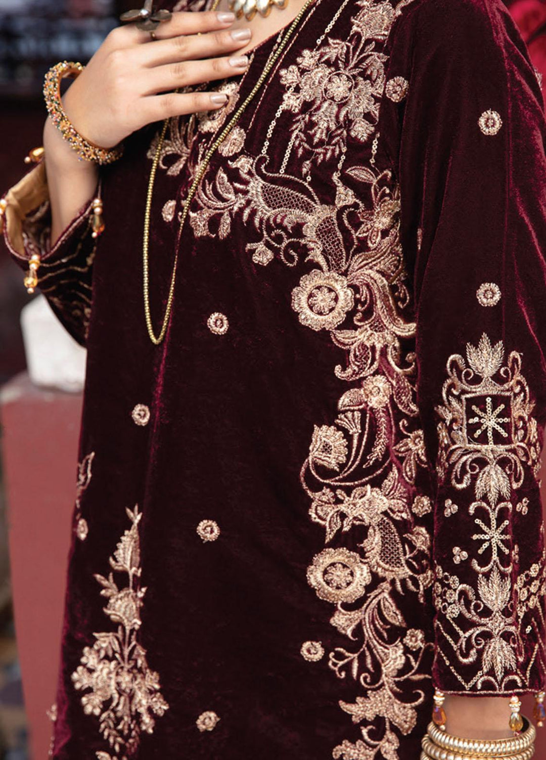 Velveto by Al Zohaib Embroidered Velvet  Unstitched Shirt AZ21V-2 D-07 - Winter Collection