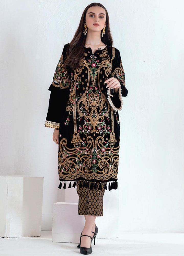 Velveto by Al Zohaib Embroidered Velvet  Unstitched Shirt AZ21V D-01 - Winter Collection
