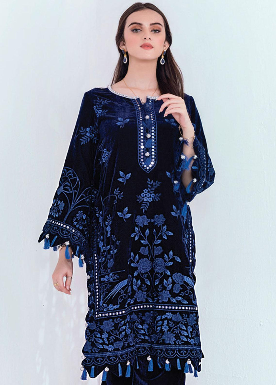 Velveto by Al Zohaib Embroidered Velvet  Unstitched Shirt AZ21V D-03 - Winter Collection