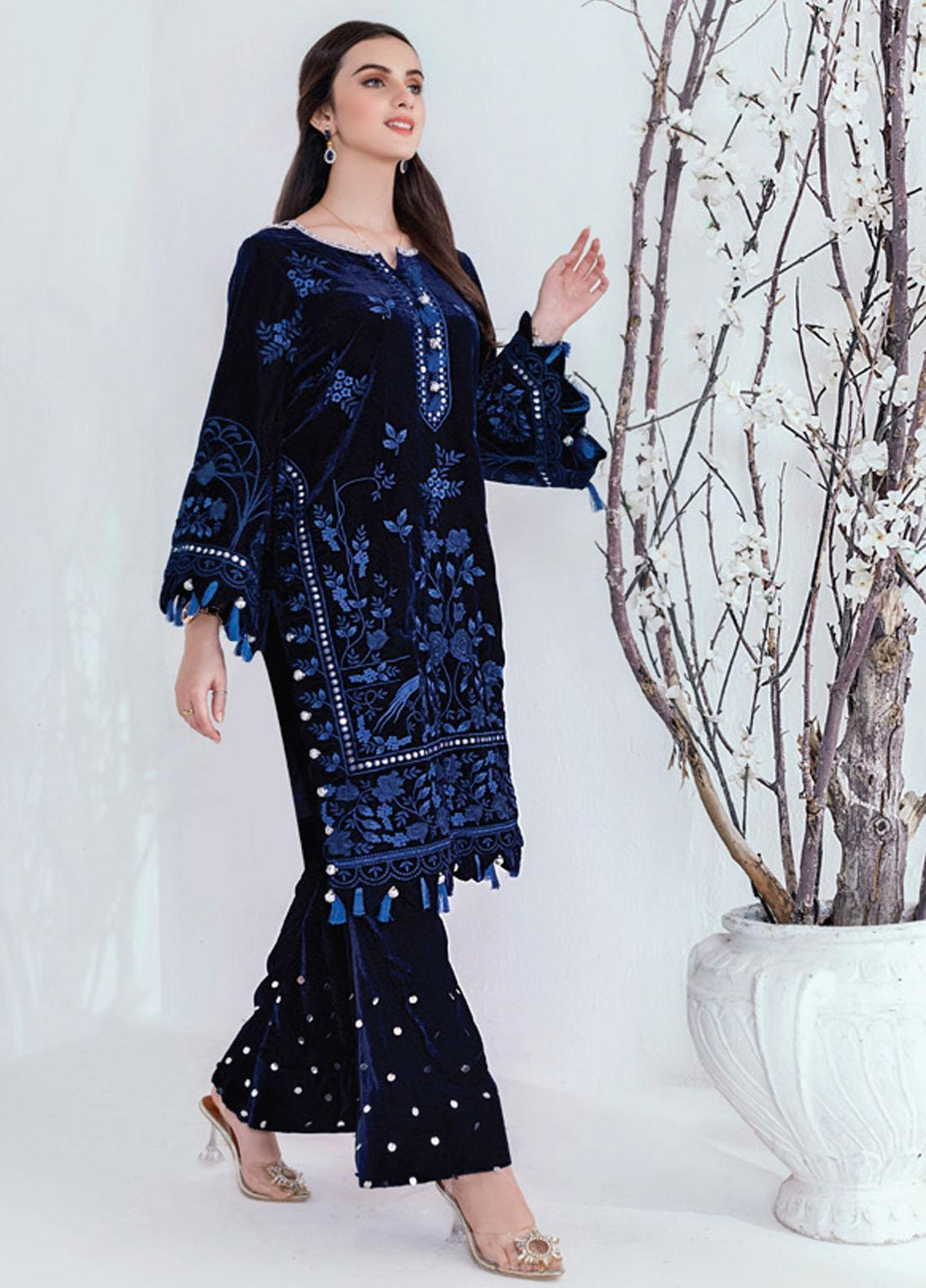 Velveto by Al Zohaib Embroidered Velvet  Unstitched Shirt AZ21V D-03 - Winter Collection